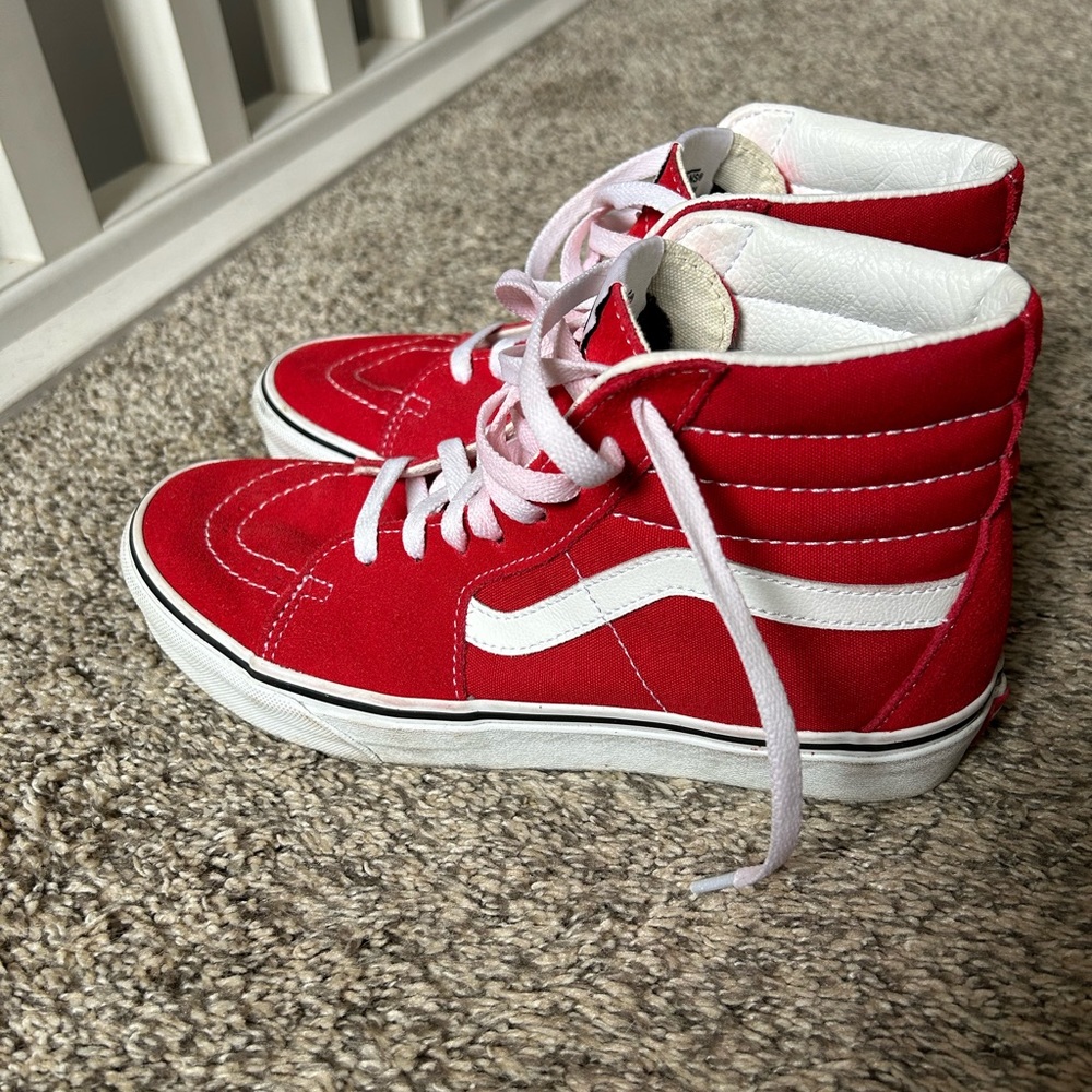 Red high top vans women’s size 9